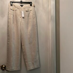 NWT, 2p, J.Crew, beautiful lined linen pant with golden buttons,